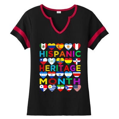 National Hispanic Heritage Month Latino Countries Flag Ladies Halftime Notch Neck Tee