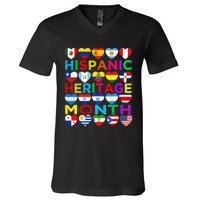 National Hispanic Heritage Month Latino Countries Flag V-Neck T-Shirt