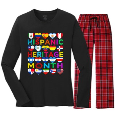 National Hispanic Heritage Month Latino Countries Flag Women's Long Sleeve Flannel Pajama Set 