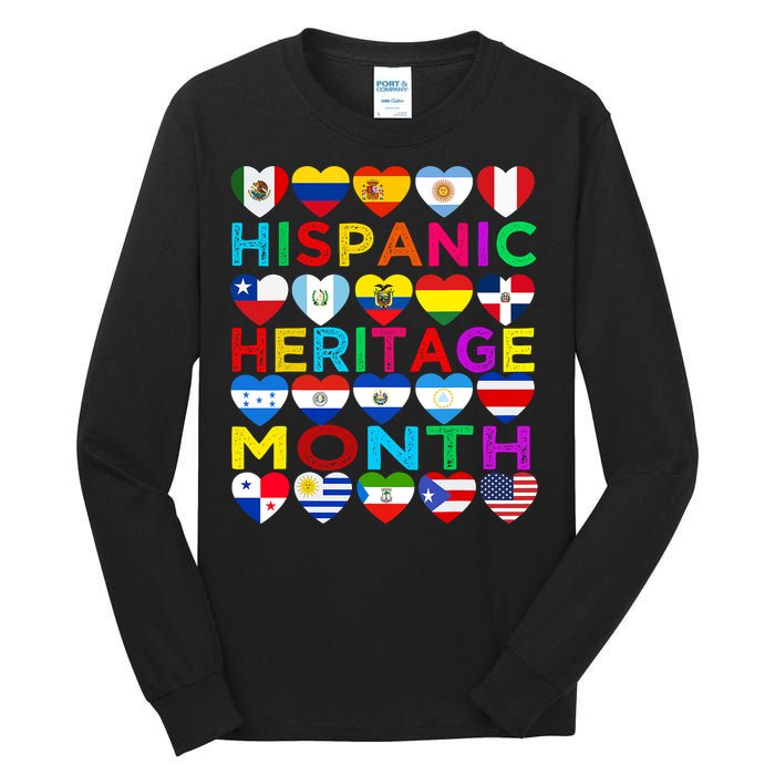 National Hispanic Heritage Month Latino Countries Flag Tall Long Sleeve T-Shirt