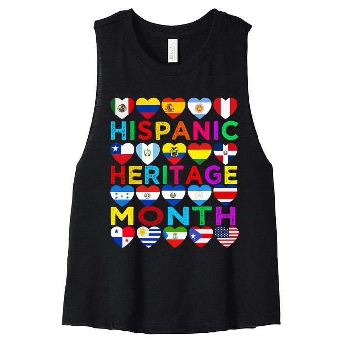 National Hispanic Heritage Month Latino Countries Flag Women's Racerback Cropped Tank