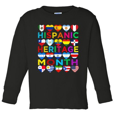 National Hispanic Heritage Month Latino Countries Flag Toddler Long Sleeve Shirt