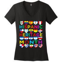 National Hispanic Heritage Month Latino Countries Flag Women's V-Neck T-Shirt