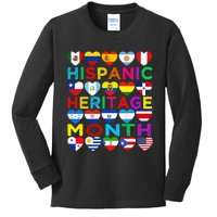 National Hispanic Heritage Month Latino Countries Flag Kids Long Sleeve Shirt