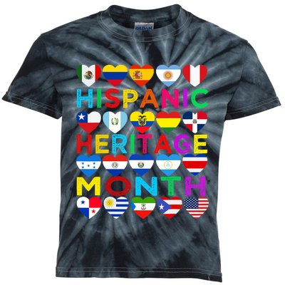 National Hispanic Heritage Month Latino Countries Flag Kids Tie-Dye T-Shirt