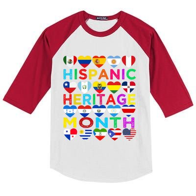 National Hispanic Heritage Month Latino Countries Flag Kids Colorblock Raglan Jersey