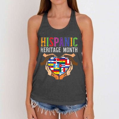 National Hispanic Heritage Month Sunflower Countries Flags Women's Knotted Racerback Tank