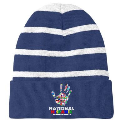 National Hispanic Heritage Month Hand Striped Beanie with Solid Band