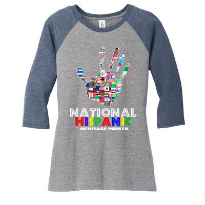 National Hispanic Heritage Month Hand Women's Tri-Blend 3/4-Sleeve Raglan Shirt