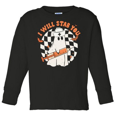 Nurse Halloween I Will Stab You Toddler Long Sleeve Shirt