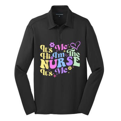 Nursing Humor Its Me Hi Im The Nurse RN ER NICU LPN Silk Touch Performance Long Sleeve Polo