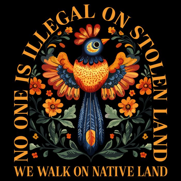No Human Is Illegal On Stolen Land 16 in Basic Backpack
