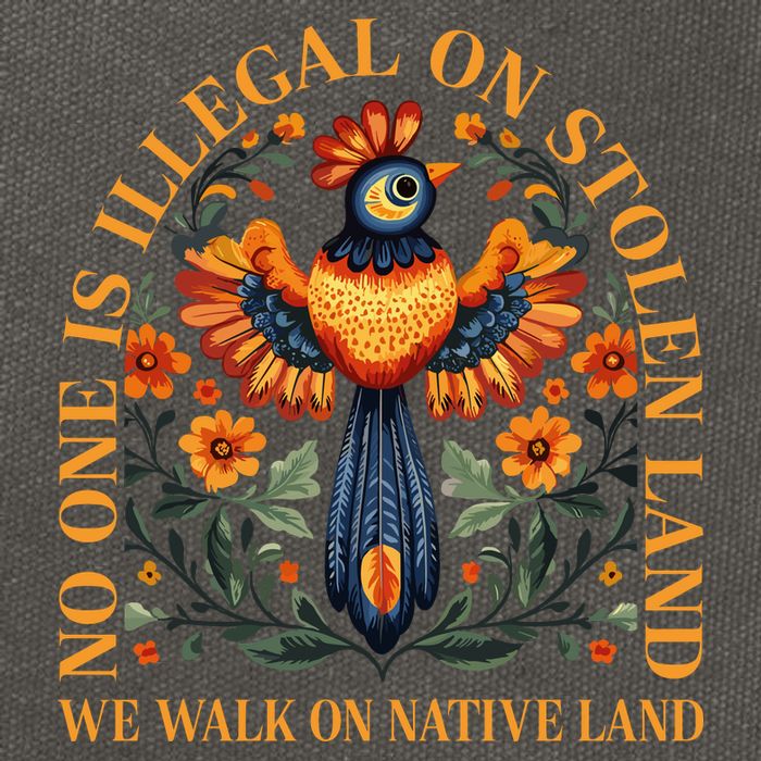 No Human Is Illegal On Stolen Land Cotton Canvas Backpack