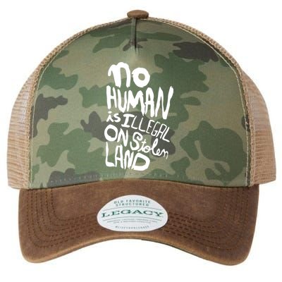 No Human Is Illegal On Stolen Land Legacy Tie Dye Trucker Hat