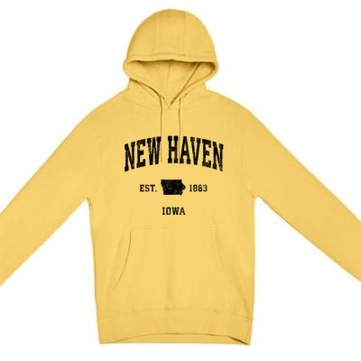 New Haven Iowa Ia Vintage Athletic Premium Pullover Hoodie