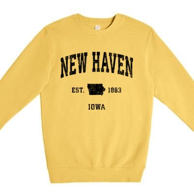 New Haven Iowa Ia Vintage Athletic Premium Crewneck Sweatshirt