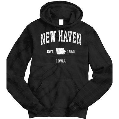 New Haven Iowa Ia Vintage Athletic Tie Dye Hoodie