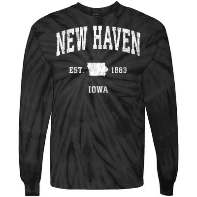 New Haven Iowa Ia Vintage Athletic Tie-Dye Long Sleeve Shirt