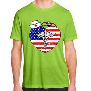 Nurses Heart In America Flag Cna Love Nurse Great Gift Adult ChromaSoft Performance T-Shirt