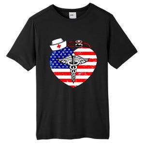 Nurses Heart In America Flag Cna Love Nurse Great Gift Tall Fusion ChromaSoft Performance T-Shirt