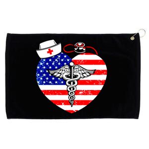 Nurses Heart In America Flag Cna Love Nurse Great Gift Grommeted Golf Towel