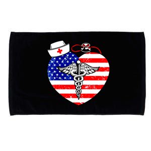 Nurses Heart In America Flag Cna Love Nurse Great Gift Microfiber Hand Towel