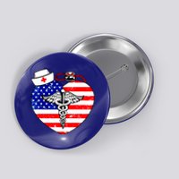 Nurses Heart In America Flag Cna Love Nurse Great Gift Button