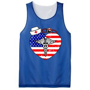 Nurses Heart In America Flag Cna Love Nurse Great Gift Mesh Reversible Basketball Jersey Tank