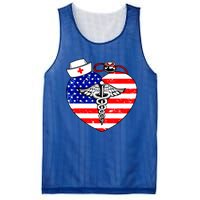 Nurses Heart In America Flag Cna Love Nurse Great Gift Mesh Reversible Basketball Jersey Tank