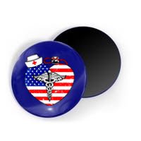 Nurses Heart In America Flag Cna Love Nurse Great Gift Magnet