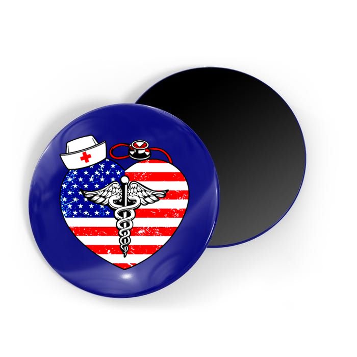 Nurses Heart In America Flag Cna Love Nurse Great Gift Magnet