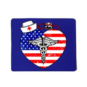 Nurses Heart In America Flag Cna Love Nurse Great Gift Mousepad