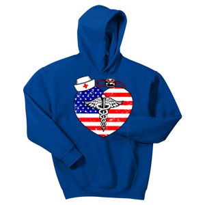 Nurses Heart In America Flag Cna Love Nurse Great Gift Kids Hoodie