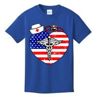 Nurses Heart In America Flag Cna Love Nurse Great Gift Kids T-Shirt