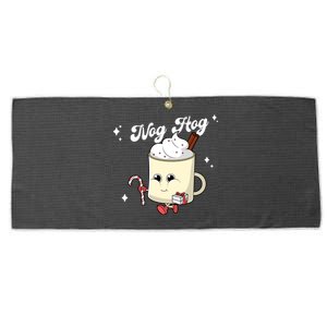 Nog Hog Kawaii Groovy Christmas Eggnog Made Me Retro Egg Nog Great Gift Large Microfiber Waffle Golf Towel