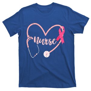 Nurse Heart Love Pink Ribbon Cute Breast Cancer Awareness Gift T-Shirt