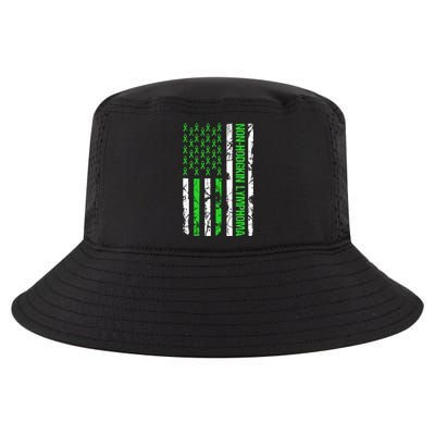 Non Hodgkin Lymphoma Flag Lime Green Ribbon Awareness Cool Comfort Performance Bucket Hat