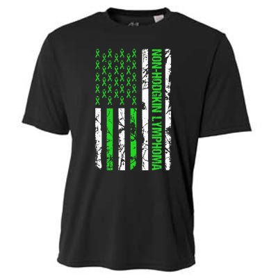 Non Hodgkin Lymphoma Flag Lime Green Ribbon Awareness Cooling Performance Crew T-Shirt