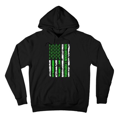 Non Hodgkin Lymphoma Flag Lime Green Ribbon Awareness Hoodie