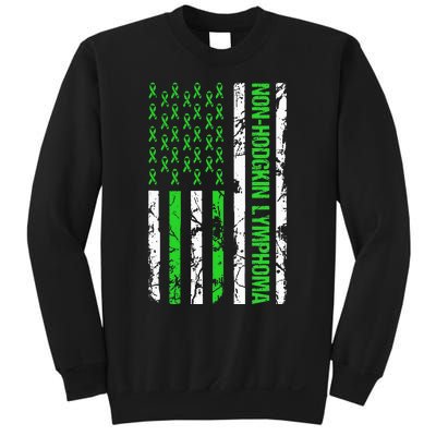 Non Hodgkin Lymphoma Flag Lime Green Ribbon Awareness Sweatshirt