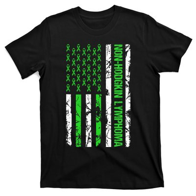 Non Hodgkin Lymphoma Flag Lime Green Ribbon Awareness T-Shirt