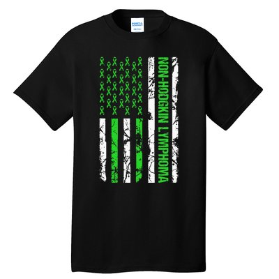 Non Hodgkin Lymphoma Flag Lime Green Ribbon Awareness Tall T-Shirt