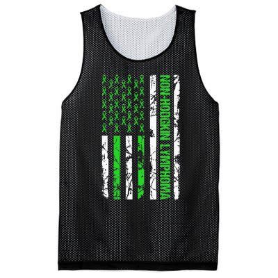 Non Hodgkin Lymphoma Flag Lime Green Ribbon Awareness Mesh Reversible Basketball Jersey Tank