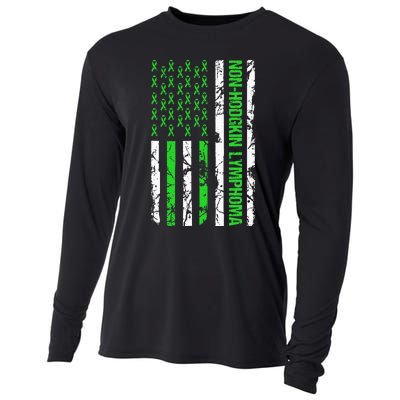 Non Hodgkin Lymphoma Flag Lime Green Ribbon Awareness Cooling Performance Long Sleeve Crew