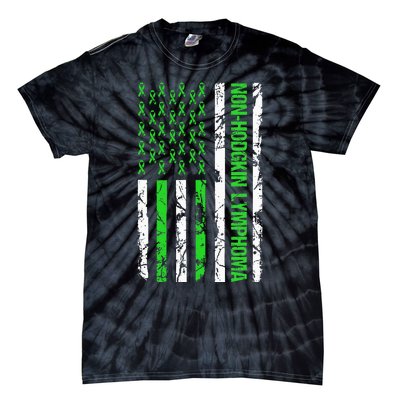 Non Hodgkin Lymphoma Flag Lime Green Ribbon Awareness Tie-Dye T-Shirt