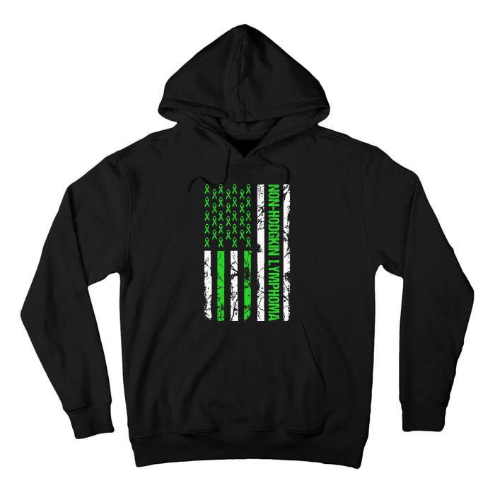 Non Hodgkin Lymphoma Flag Lime Green Ribbon Awareness Tall Hoodie