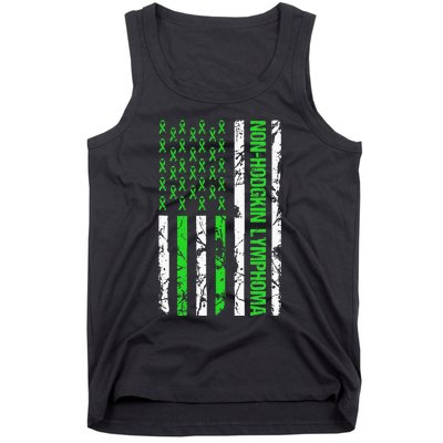 Non Hodgkin Lymphoma Flag Lime Green Ribbon Awareness Tank Top