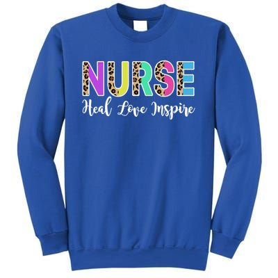 Nurse Heal Love Inspire Nursing Medical Rn Cheetah Nurses Gift Sweatshirt