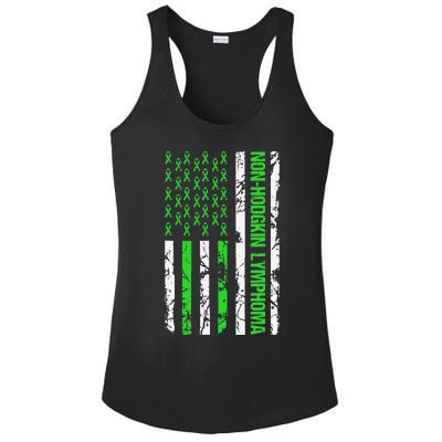 Non Hodgkin Lymphoma Flag Lime Green Ribbon Awareness Ladies PosiCharge Competitor Racerback Tank