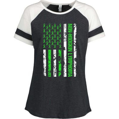 Non Hodgkin Lymphoma Flag Lime Green Ribbon Awareness Enza Ladies Jersey Colorblock Tee